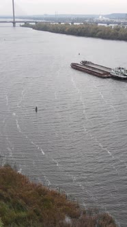 Vertical Video Aerial View of the Dnipro River  the Main River of Ukraine alt