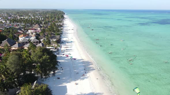 Zanzibar Island Tanzania  Aerial View of the Beach Near the Shore Slow Motion alt