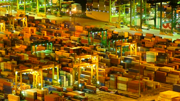 Time lapse of container cargo shipping port in Singapore alt