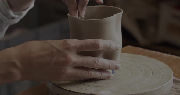 Working Hands At Pottery Studio