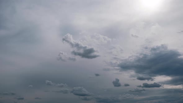Timelapse of Gray Cumulus Clouds Moves in Blue Dramatic Sky Cirrus Cloud Space alt