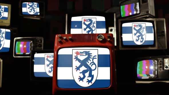Flag of Ingolstadt, Germany, on Retro TVs.
