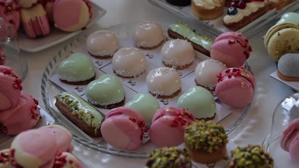 Served Holiday Table with Sweet Table with Marshmallows in the Evening alt