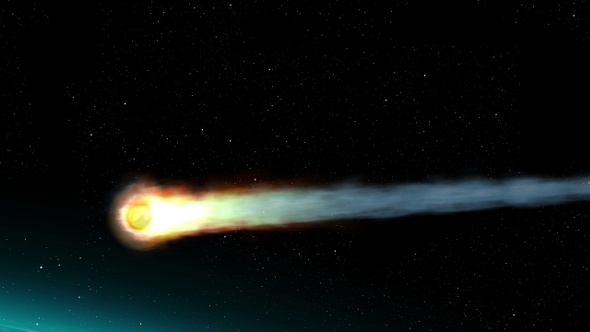 Asteroid meteor burns in atmosphere Earth, Realistic vision alt