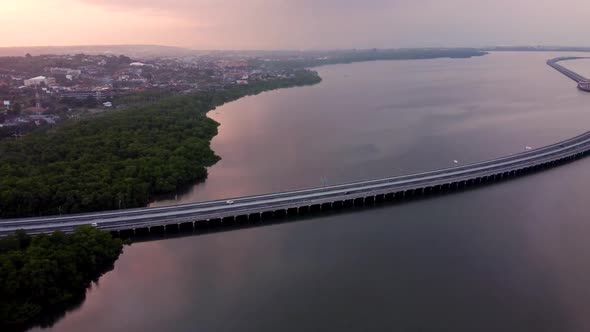 FULLHD Bali Highway Miracle Sunset Ocean Aerial alt