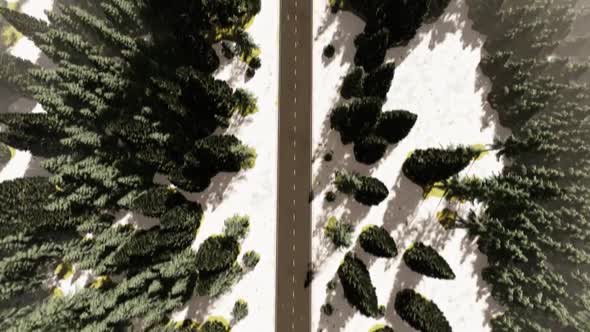 Flight Over Mountain Road In Snowfall 4 alt