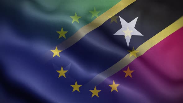 EU Saint Kitts And Nevis Flag Loop Background 4K
