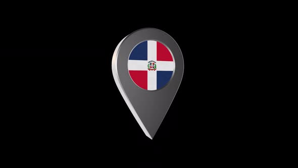 3d Animation Map Navigation Pointer With Domonican Republic  Flag With Alpha Channel - 2K alt
