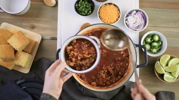 Time-lapse. Step by step. Cooking homemade turkey chili for dinner alt