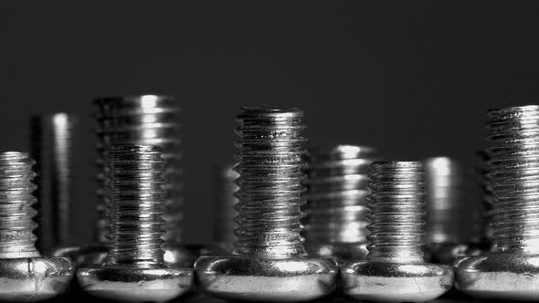 Macro View Of Screws Camera Sliding Move Abstract Black And White 4k