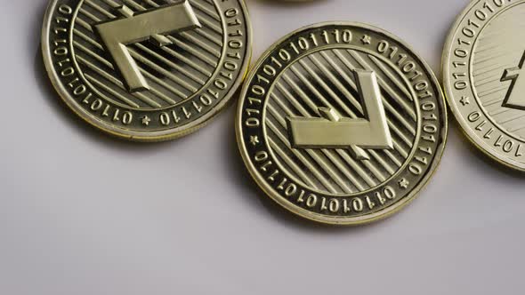Rotating shot of Litecoin Bitcoins (digital cryptocurrency) - BITCOIN LITECOIN 0020 alt