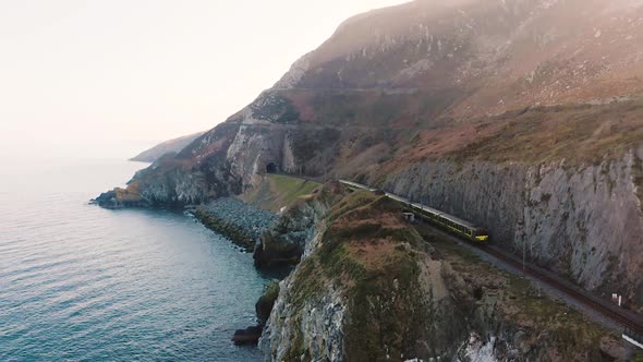 The Dublin Dart going through the mountains of Bray. A stunning route to go from Bray to Greystones. alt