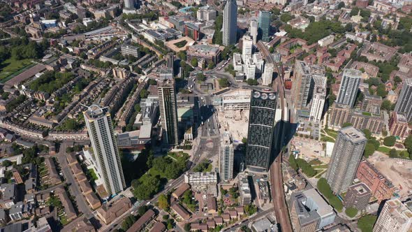 Aerial Shot of Group of Skyscrapers at Elephant and Castle alt