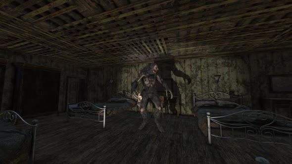 Wendigo monster in a haunted house alt