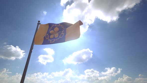 Hamilton City Flag (Canada) on a Flagpole V4  alt
