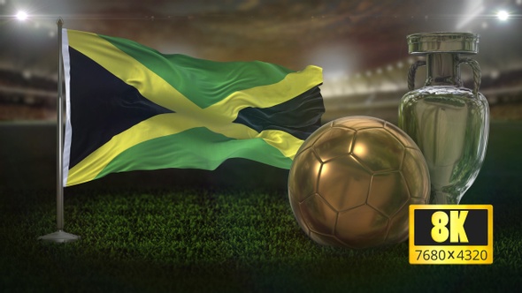 8K Jamaica Flag with Football And Cup Background Loop alt