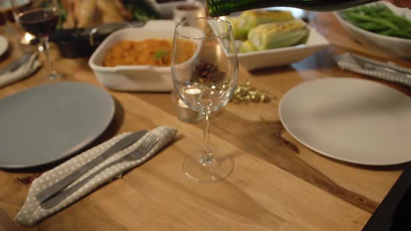 Millennial adult friends celebrating Thanksgiving together at home alt