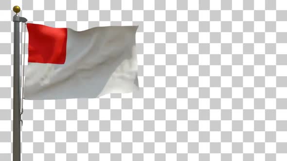 Bilbao City Flag (Spain) on Flagpole with Alpha Channel alt