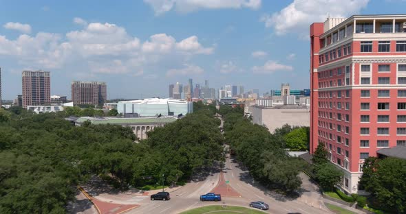 Aerial view of Hermann Park Museum district in Houston, Texas alt