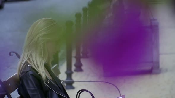 Beautiful Girl in the City Street alt