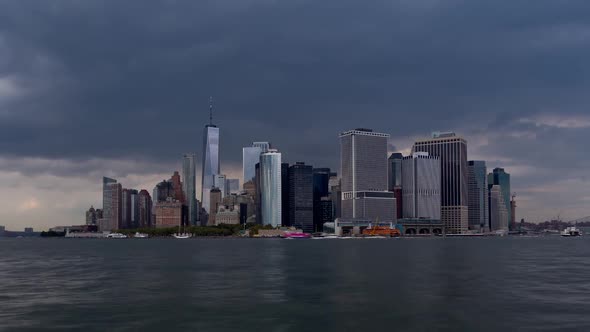 Lower Manhattan New York Skyline Dark Clouds alt