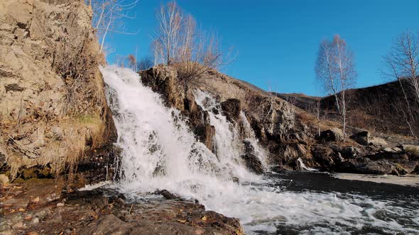 Waterfall on Sunny Autumn Day alt