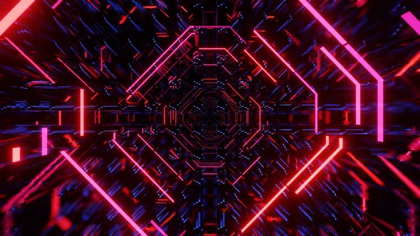 Fly Through Mirror Designs Form Tunnel Technology Cyberspace with Neon Glow alt