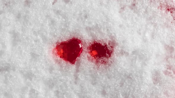 Two hearts in the melting snow