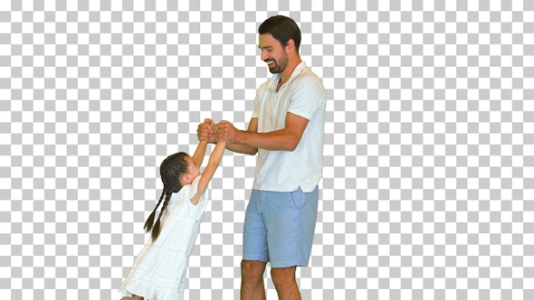 Happy father holding his daughter's hands, Alpha Channel alt