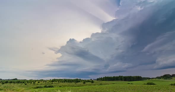 Time Lapse of Tornado Warned Supercell Storm Rolling Through the Fields in Lithuania Giant Rotating alt