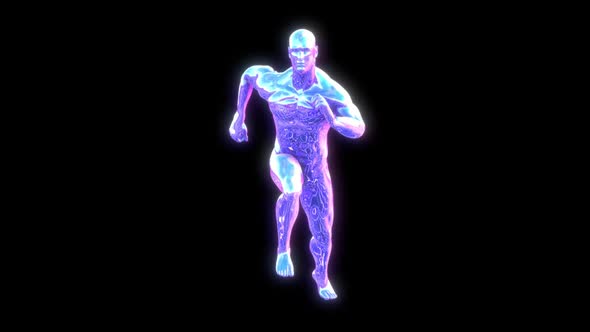 Metal human figure runing with alpha channel