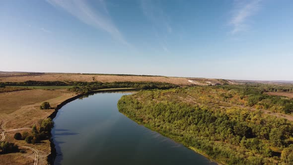 Flying Over a Large River on a Quadrocopter