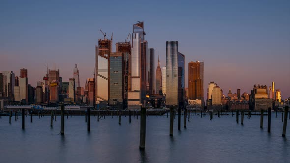 Day to Night Timelapse Sunset Hudson Yards and Midtown Manhattan POV view alt