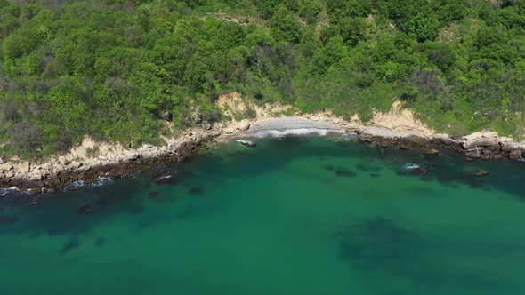 Aerial view to a beautiful beach on Black Sea, Bulgaria alt