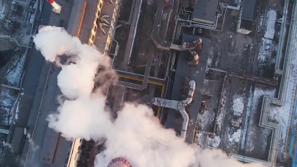 Industrial factory pollution atmosphere, smokestack exhaust gases alt