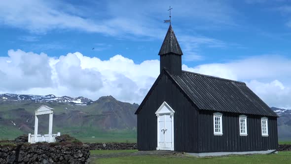 Budir black church at the Snaefellsnes peninsula in Iceland alt