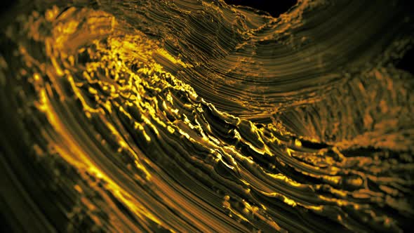 Gold Fluid Abstract Looping Topographical Texture Background Loop