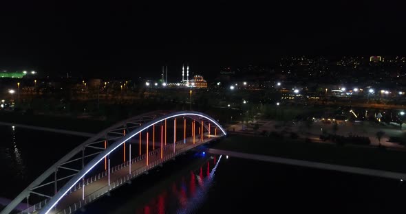 City River And Bridge Aerial View