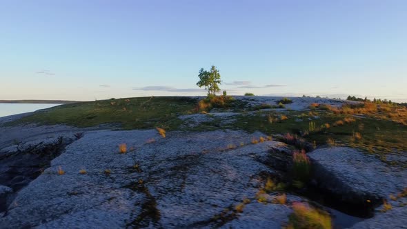 Beautiful Aerial Shot of Ladoga Skerries at Sunset alt