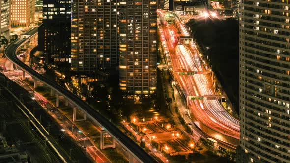 Time lapse of Tokyo city with public transportation and infrastructure