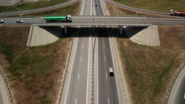 Aerial View of Transport Junction, Traffic Cross Road Junction Day alt