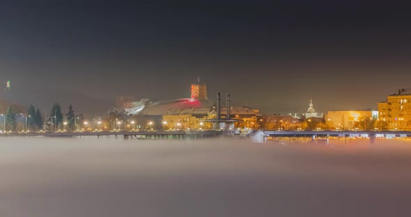 Vilnius Lithuania Mystic Fog Flowing Over the Neris River