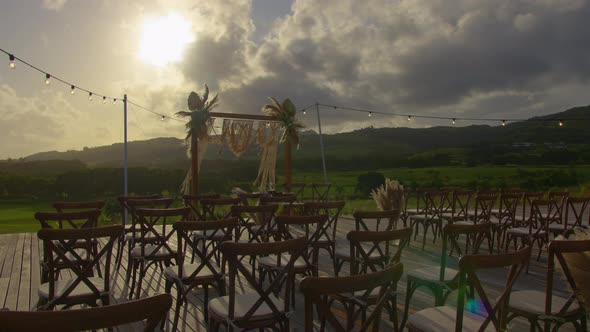 Beautiful Bohemian Tipi Arch Decoration on Outdoor Wedding Ceremony Venue alt