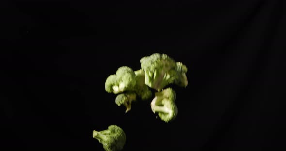 Green Broccoli. Throwing. Alpha Channell
