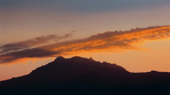 Cotacachi, Ecuador, Timelapse  - Warm sunset over the clouds in Andes