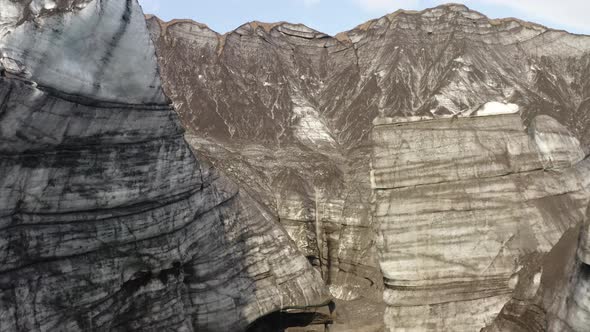 Low Flight Through Rugged Landscape At Katla Volcano In Southern Iceland. Aerial Drone Shot alt