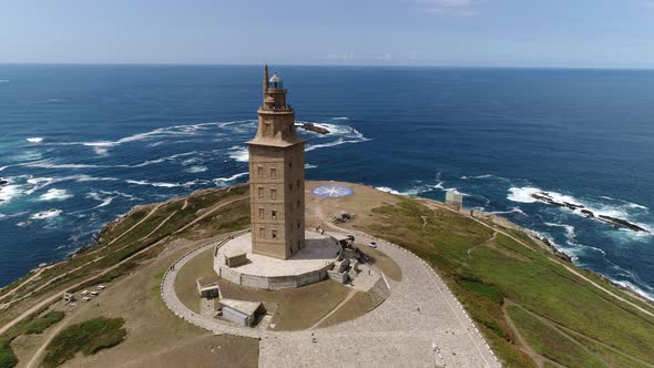 Tower of Hercules. Coruna, Spain 4k alt
