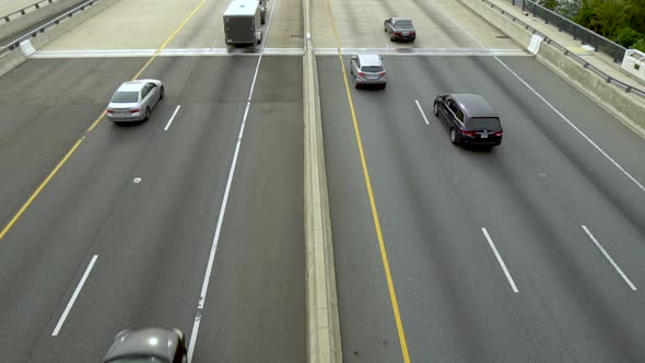 Vehicles driving over the Woodrow Wilson Bridge and Potomac River between Maryland and Virginia on a alt