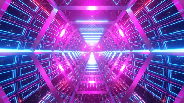 VJ Seamless Geometric Background Glowing Neon Tunnel