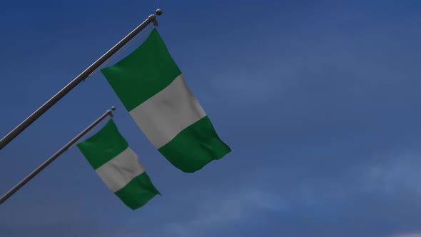 Nigeria  Flags In The Blue Sky - 2K